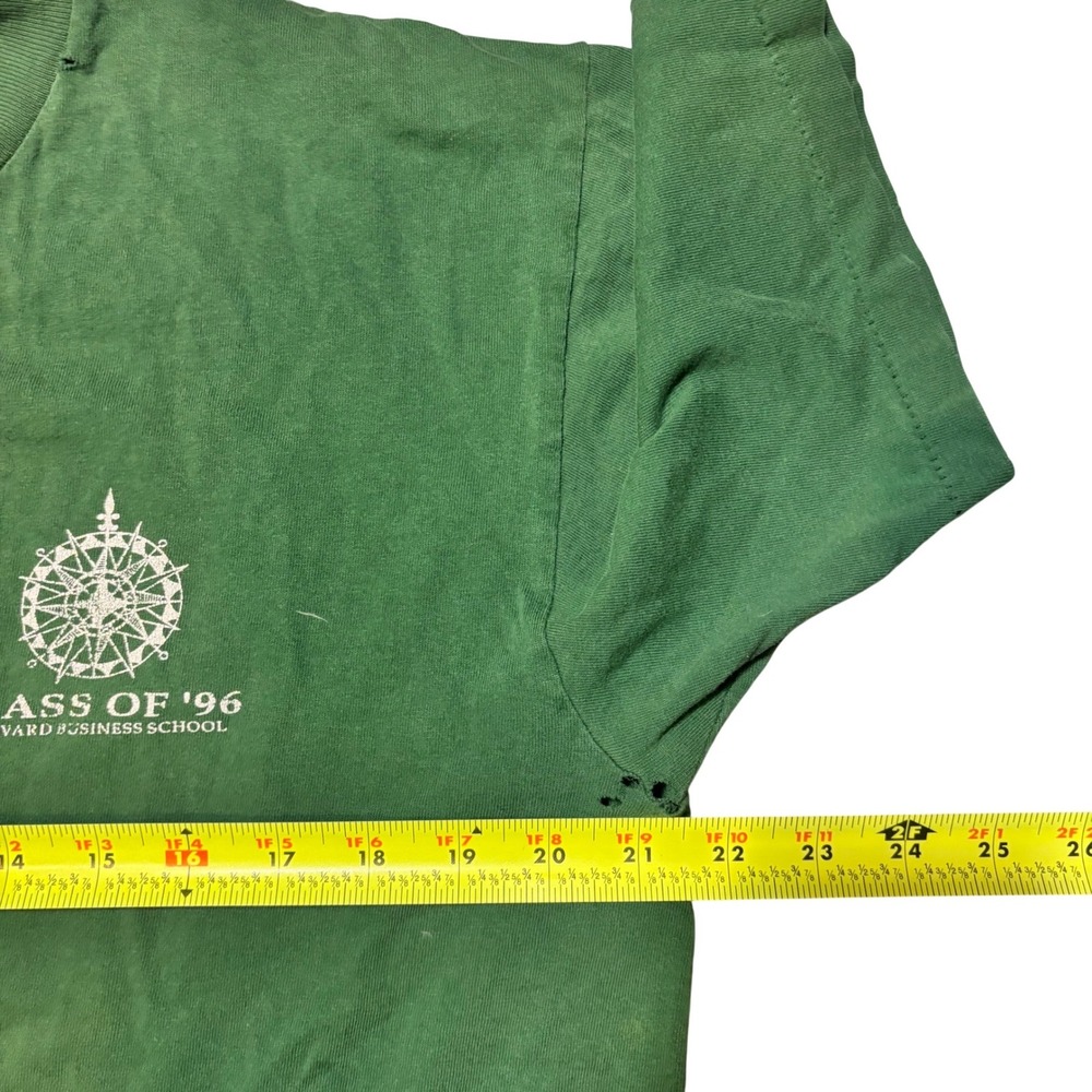 Oneita Harvard Business School T-Shirt Mens Large Green Distressed 90s Vintage - Picture 4 of 9